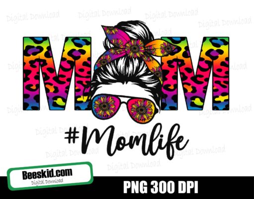 Mom life Rainbow Sunflower Colorful Sunglasses Png, Leopard Sunflower PNG, Sublimation Design, Digital Download, Mother's Day Png, Leopard Mom png, Colorful Sunflower Png