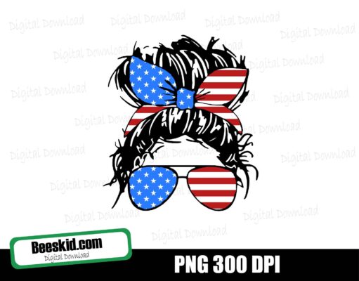 America Flag Mom Life png, Messy Bun American Flag, America Flag Sunglasses, American Mom, Sublimation PNG