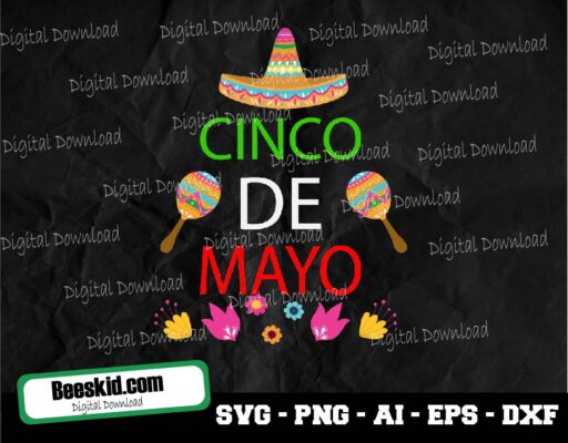 Cinco De Mayo Flower Svg, Cinco De Mayo Svg, Happy Cinco De Mayo Svg, Dxf, Eps, Png, Fiesta Sayings Cut Files, Mexico Svg, Cactus Clipart, Kids Svg, Silhouette Cricut