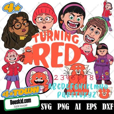 50+ Turning Red SVG – Collection of digital file, Turning Red Clipart, Meilin, Red, Layered, Silhouette, Cricut, PNG, SVG, Cut, Digital Download