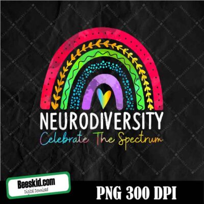 Neurodiversity Png Autism Spectrum ASD ADHD Rainbow Boho PNG
