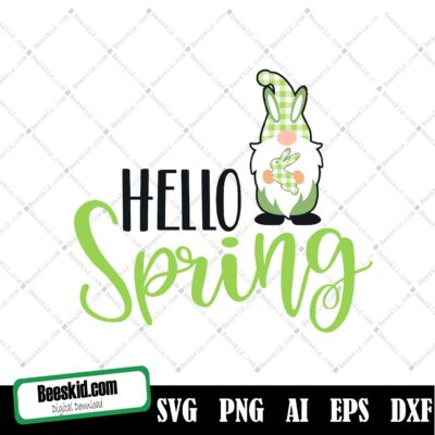 Hello Spring Svg Files, Spring Png, Spring Clipart, Spring Vector, Spring Sublimation Designs, Spring Gnome Svg, Gnomes Svg, Gnome Png