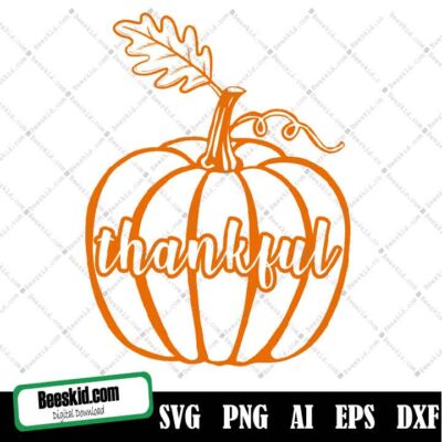 Thankful Svg Cut File For Cricut And Silhouette With Heart Detail, Thanksgiving Svg, Png, Eps, Dxf