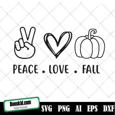 Peace, Love, Fall Pumpkin Svg, Png Sublimation, Digital Download - Two File Types Included