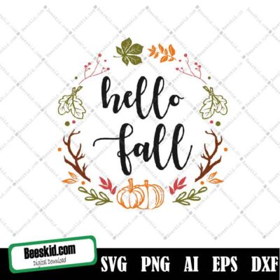 Hello Fall Svg, Fall Door Sign Svg, Halloween Svg, Digital Download, Cricut, Silhouette, Glowforge (Individual Svg/Dxf/Png Files)