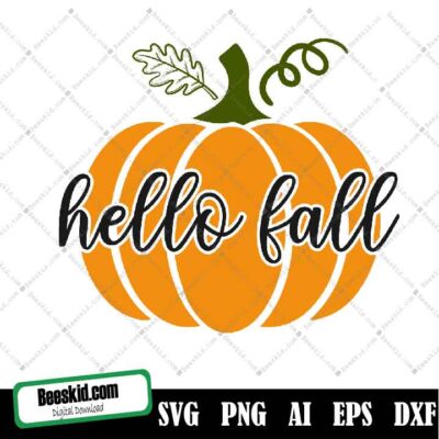 Hello Fall Svg, Fall Door Sign Svg, Halloween Svg, Digital Download, Cricut, Silhouette, Glowforge (Individual Svg/Dxf/Png Files)