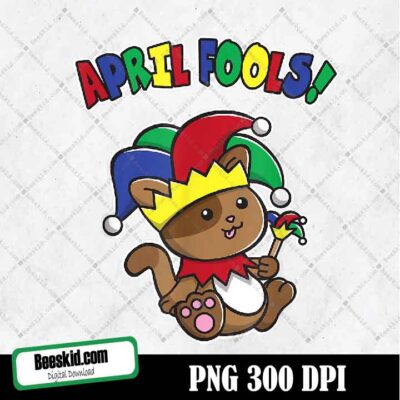 Happy April Fool's Day Png, Funny Cute Cat Jester Prankster Png