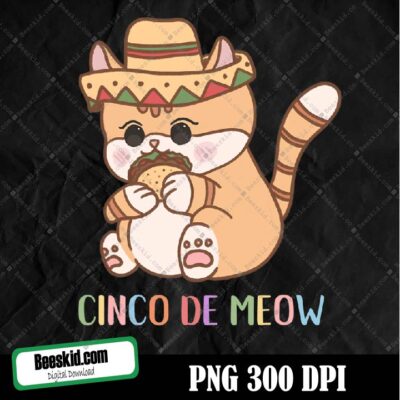 Cinco De Meow Cat Lover Png Instant Download , Png File