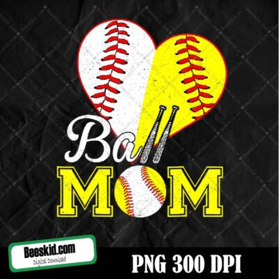 Ball Mom Heart Funny Baseball Basketball Png, Mom Funny Baseball Png, Ball Funny Grandma Softball Gifts, Softball Png, Softball Dad, Softball Mom, Softball Gift, Softball Lover Png