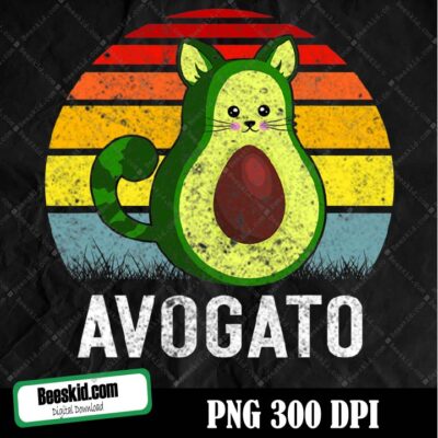 Avogato Cinco De Mayo Retro Cat Avocado Let's Fiesta Mexico Png Digital File Download