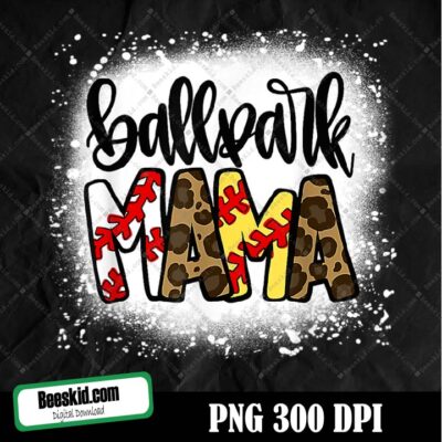 Ballpark Mama, Mom Of Both Leopard Print Sublimation Design, Hand Drawn Png, Digital Download, Baseball, Softball, Tee-Ball