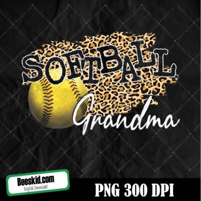 SUBLIMATION SOFTBALL Grandma On Cheetah Png File, DIY Sports Design for Mother's Day For Grandmother, Digital Download,