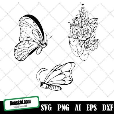 Floral Butterfly Svg - Butterflies And Flowers - Butterfly Bundle Svg - Butterfly Clipart - For Cricut Silhouette And More