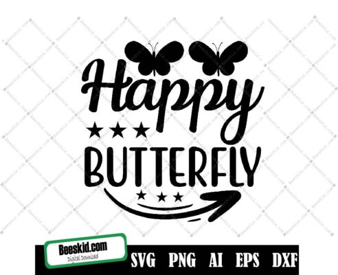 Happy Butterfly Svg, Happy Butterfly Svg Cut File