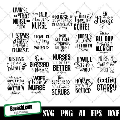 Nurse Svg Bundle Vol.8, Nurse Svg Bundle, Nurse Quotes Svg, Doctor Svg, Nurse Superhero, Nurse Svg Heart, Nurse Life, Stethoscope, Cut Files For Cricut, Silhouette