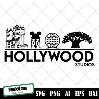 Hollywood Studios Skyline Design, Svg, Png Sublimation, Cricut, Silhouette Studio Cutting Machine Epcot Animal Kingdom Magic Kingdom Mickey
