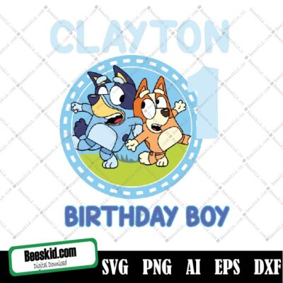 Personalized Bluey Birthday Svg, Bluey Family Birthday Svg, Bingo And Bluey Onesie, Custom Birthday Svg For Boys Girl