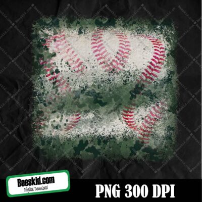 Distressed Baseball and Camouflage Splash Frame, Background PNG Design