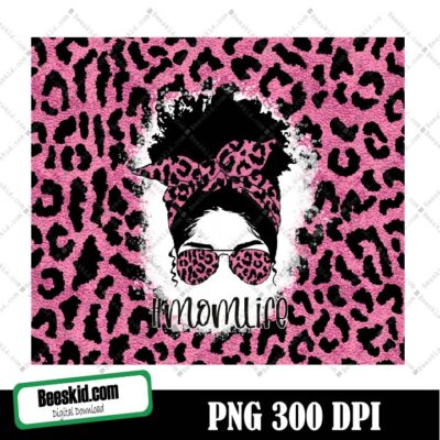 Momlife Pink Leopard Skinny Tumbler Png Sublimation Design Download