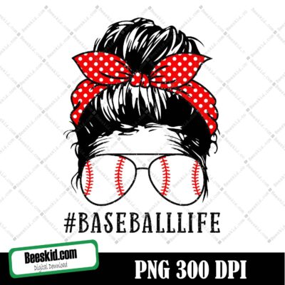 Baseball Life Messy Bun svg, Baseball Mom Svg, Softball Mom Svg, Mom Life Svg, Messy Bun Svg, Messy Bun Hair Svg, Cut File For Cricut, Silhouette