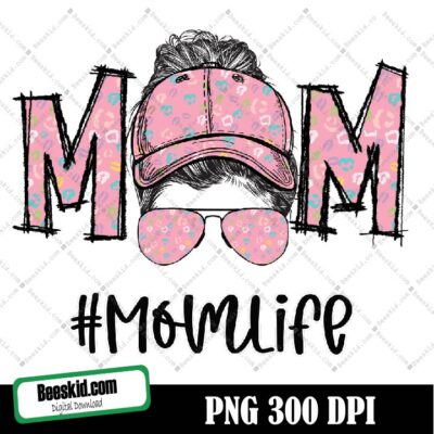 Pink Pastel Leopard Mom Life With Cap, Sublimation Tumbler Designs Pink Blush Cheetah Leopard Mom Life Mom Bun Hair