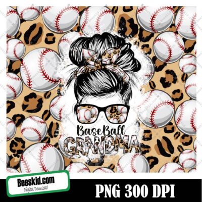 Baseball Grandma Leopard Tumbler Png Design - Png Digital Download