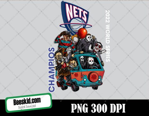 Brooklyn Nets Png, Horror Friends N B A Png, National Basketball Association, N B A halloween, N B A sublimation