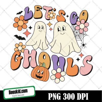 Halloween Png, Let's Go Ghouls Png, Retro Cute Halloween Png Sublimation