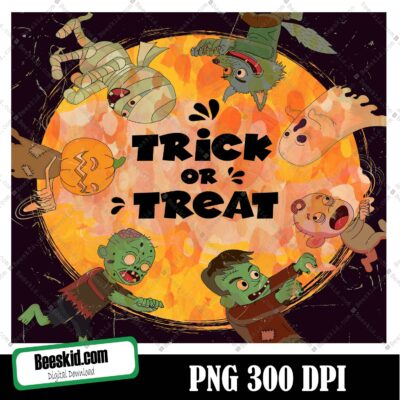 Trick Or Treat Halloween Png, Halloween Png, Boy, Girl, Kids, Sublimation Design Downloads