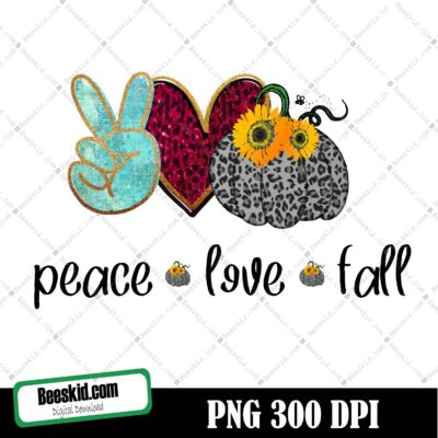 Peace, Love, Fall, Pattern Pumpkin Png/Digital Download/Sublimation