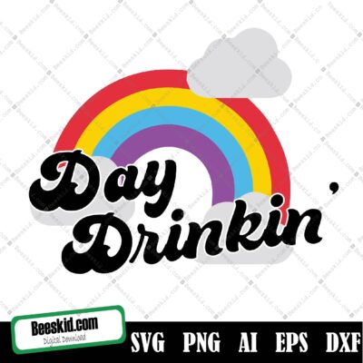 Day Drinkin' Vintage Rainbow Png Print File For Sublimation Or Print, Retro Designs, Funny Designs, Tie Dye, Print Files, Print Designs