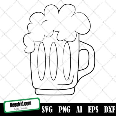 Beer Mug With Foam Svg, Beer Mugs Svg, Beer Mugs Cheers Stencil, Beer Mug Silhouette, Laser Cut File For Cricut & Silhouette