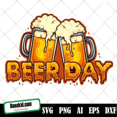 Beer Day Typeface Joint Two Glass Svg