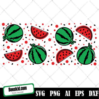 Watermelon Can Glass Wrap Svg, Watermelon Libbey Glass Can Svg