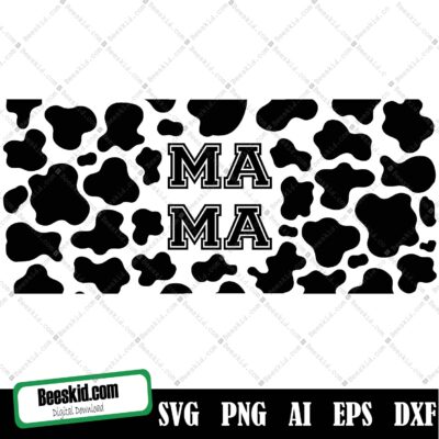 Mama Cow Can Glass Wrap Svg, Cow Spots Mama 16 Oz Can Glass Wrap Svg,Seamless Cow Svg, Animal Print Svg, Cow Svg