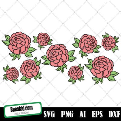 Peonies Flower Can Glass Wrap Svg, Peonies Flower Can Glass Wrap Svg,Flower Svg