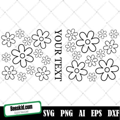 Daisy & Your Name Can Glass Wrap Svg, Daisy Flower & Your Name Can Glass Wrap Svg,Flower Svg