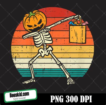 Kids Dabbing Pumpkin Skeleton Candy Retro Toddler Boys Halloween Png, Dabbing Pirate Skeleton Png Cricut Cut File Halloween