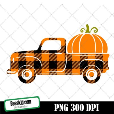 Truck With Pumpkin Harvest Svg, Pumpkins Hand Drawn Truck Png, Clipart, Instant Download, Sublimation Graphics