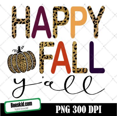 Happy Fall Yall Gold Leopard Pumpkin Png | Happy Fall Png | Halloween Pumpkin Png | Pumpkin With Leopard Design | Fall For Sublimation