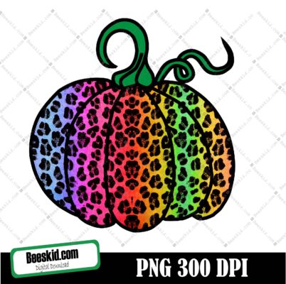 Colorful Leopard Pumpkin Png, Thanksgiving Png, Sublimation Designs Downloads, Png Files For Sublimation