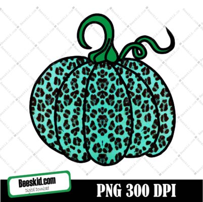 Teal Pumpkin Sublimation Leopard Fall, Thanksgiving Png, Sublimation Designs Downloads, Png Files For Sublimation