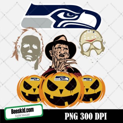 Seattle Seahawks Horror Halloween Png, Clipart Bundle, N F L teams, N FL Png, Football Teams Png