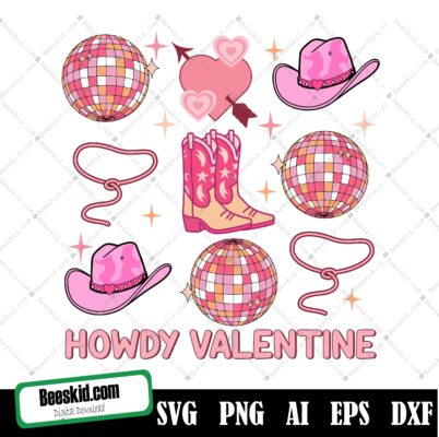 Howdy Valentine Western Svg, Retro Valentines Day Cowgirl Svg, Retro Valentines Svg, Western Valentine Svg, Digital Download